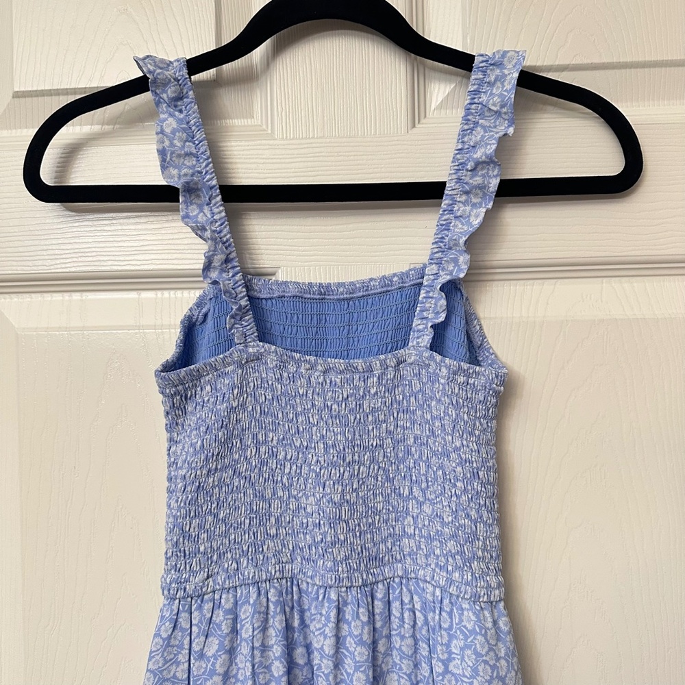 Abercrombie & Fitch Blue White Floral Smocked Midi Dress Women's Size XS - Picture 7 of 12